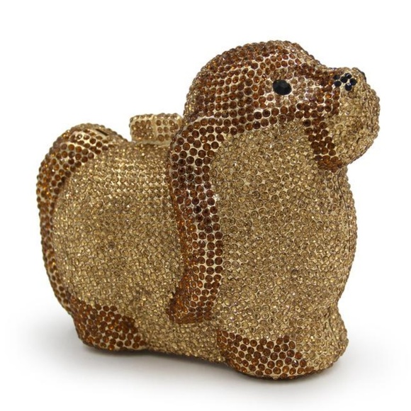 Gold Puppy Crystal Clutch - Picture 2 of 4